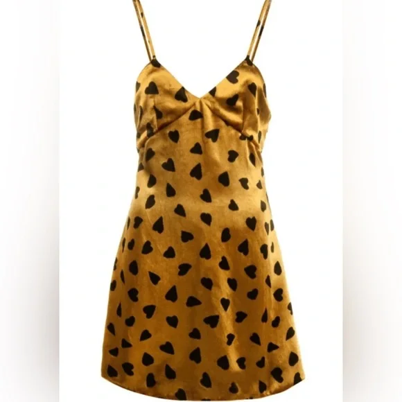 SAINT LAURENT Heart Print Velvet Mini Slip dress - Picture 2 of 11